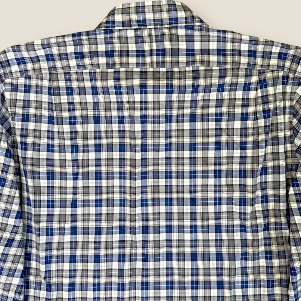 J. Crew Ludlow Plaid Long Sleeve Button Up Shirt Men Size XL 2 Ply Cotton Blue